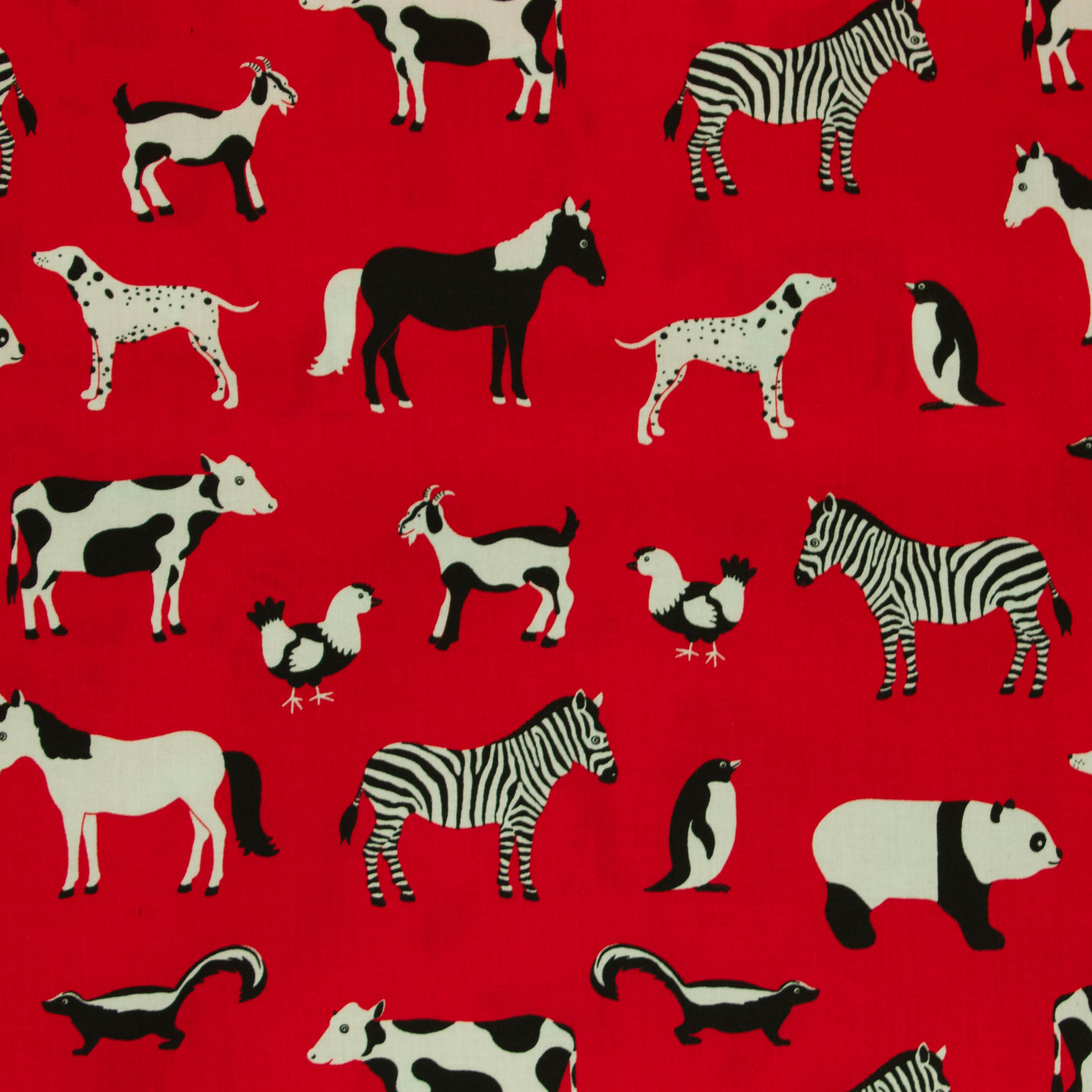 Katoen rood met dieren